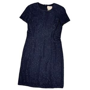 Navy Blue Beaded Sparkly Dress Short Sheath Vintage Bieff Basix 8 Cocktail NYE
